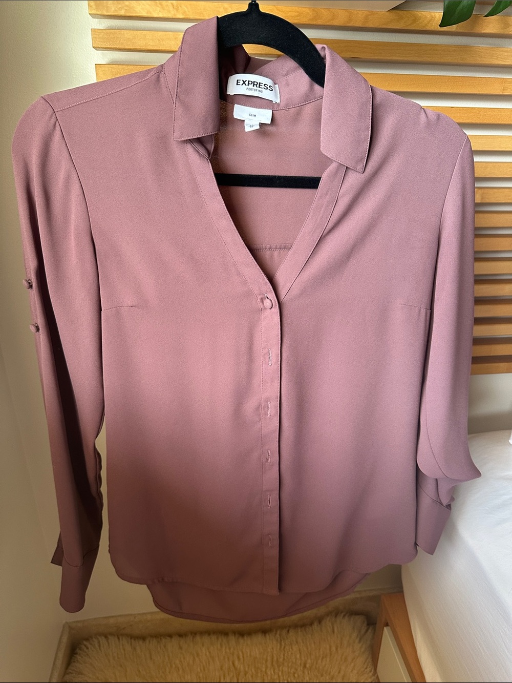 Express Mauve Button-Front Blouse